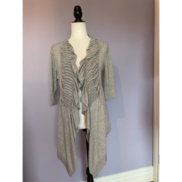 LINE Cashmere Ruffled Open Cardigan Sweater - Picture 1 of 4